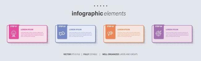 Business Infographic template design with numbers 4 options or steps. vector