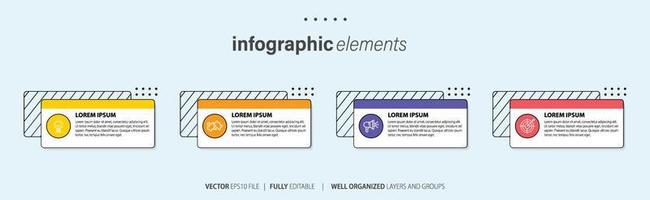 negocio infografía modelo diseño con números 4 4 opciones o pasos. vector