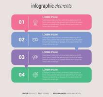 Four numbered rectangular frames placed in horizontal row. Concept of 4 stages of marketing strategy. Modern flat infographic design template. Simple vector illustration for business presentation