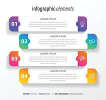 Four numbered rectangular frames placed in horizontal row. Concept of 4 stages of marketing strategy. Modern flat infographic design template. Simple vector illustration for business presentation