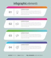 Four numbered rectangular frames placed in horizontal row. Concept of 4 stages of marketing strategy. Modern flat infographic design template. Simple vector illustration for business presentation