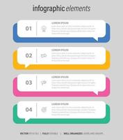 Four numbered rectangular frames placed in horizontal row. Concept of 4 stages of marketing strategy. Modern flat infographic design template. Simple vector illustration for business presentation