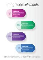 El vector de diseño de infografías y los iconos de marketing se pueden utilizar para el diseño de flujo de trabajo, diagrama, informe anual, diseño web. concepto de negocio con 4 opciones, pasos o procesos.