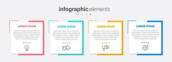 Business infographic elements template design with icons and 4 options or steps. Vector illustration.