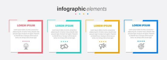 Business infographic elements template design with icons and 4 options or steps. Vector illustration.