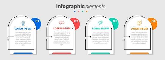 Business infographic elements template design with icons and 4 options or steps. Vector illustration.