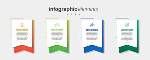 Business infographic elements template design with icons and 4 options or steps. Vector illustration.