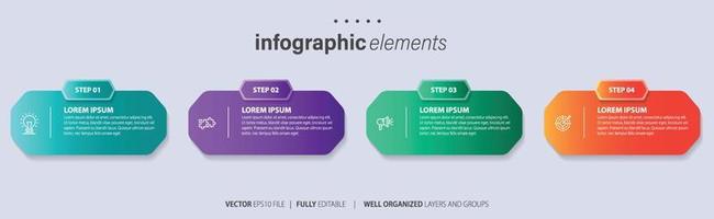 negocio infografía elemento con 4 4 opciones, pasos, número vector modelo diseño