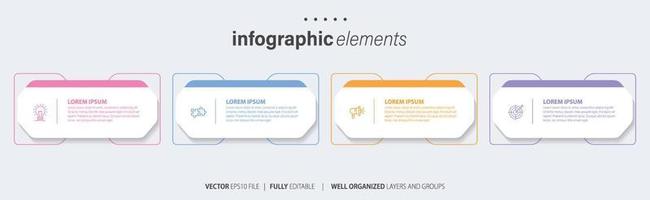 negocio infografía elemento con 4 4 opciones, pasos, número vector modelo diseño