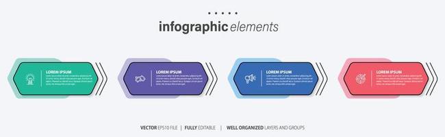 Business infographic element with 4 options, steps, number vector template design