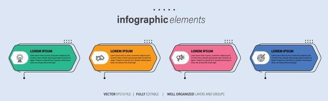 moderno infografía modelo con 4 4 pasos. negocio circulo modelo con opciones para folleto, diagrama, flujo de trabajo, línea de tiempo, web diseño. vector eps 10