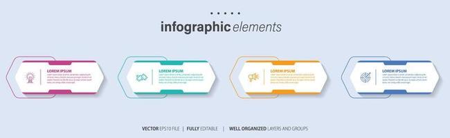 Modern infographic template with 4 steps. Business circle template with options for brochure, diagram, workflow, timeline, web design. Vector EPS 10