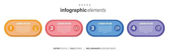 Modern infographic template with 4 steps. Business circle template with options for brochure, diagram, workflow, timeline, web design. Vector EPS 10