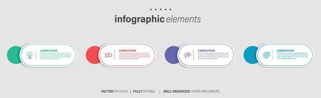 Concept of business model with 4 successive steps. Four colorful graphic elements. Timeline design for brochure, presentation. Infographic design layout vector