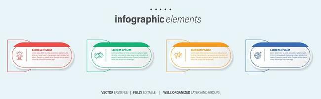 Concept of business model with 4 successive steps. Four colorful graphic elements. Timeline design for brochure, presentation. Infographic design layout vector