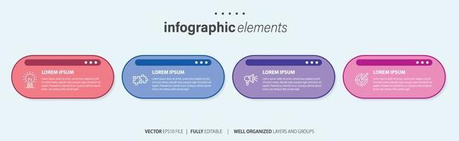 Infographic design template. Timeline concept with 4 steps. Can be used for workflow layout, diagram, banner, webdesign. Vector illustration