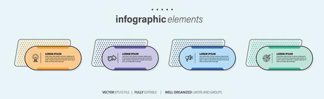 plantilla de diseño infográfico. concepto de línea de tiempo con 4 pasos. se puede utilizar para diseño de flujo de trabajo, diagrama, banner, diseño web. ilustración vectorial vector