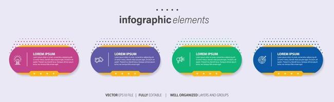 Concept of 4 successive steps of progressive business development. Simple infographic design template. Abstract vector illustration.