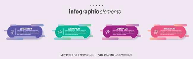 Concept of 4 successive steps of progressive business development. Simple infographic design template. Abstract vector illustration.