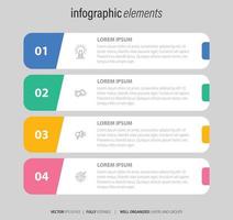 Four numbered rectangular frames placed in horizontal row. Concept of 4 stages of marketing strategy. Modern flat infographic design template. Simple vector illustration for business presentation