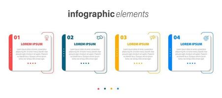 plantilla de diseño de etiquetas infográficas vectoriales con iconos y 4 opciones o pasos. se puede utilizar para diagramas de proceso, presentaciones, diseño de flujo de trabajo, banner, diagrama de flujo, gráfico de información. vector