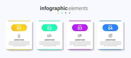 plantilla de diseño de etiquetas infográficas vectoriales con iconos y 4 opciones o pasos. se puede utilizar para diagramas de proceso, presentaciones, diseño de flujo de trabajo, banner, diagrama de flujo, gráfico de información. vector