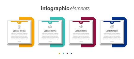 plantilla de diseño de etiquetas infográficas vectoriales con iconos y 4 opciones o pasos. se puede utilizar para diagramas de proceso, presentaciones, diseño de flujo de trabajo, banner, diagrama de flujo, gráfico de información. vector