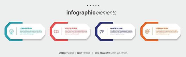 Vector infographic flat template circles for four label, diagram, graph, presentation. Business concept with 4 options. For content, flowchart, steps, timeline, workflow, marketing. EPS10