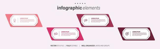 negocio infografía elemento con 4 4 opciones, pasos, número vector modelo diseño