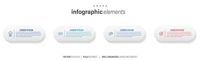 Concept of business model with 4 successive steps. Four colorful graphic elements. Timeline design for brochure, presentation. Infographic design layout vector