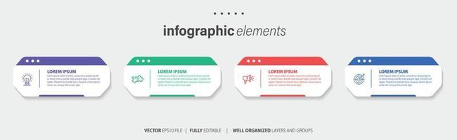 vector infografía plano modelo círculos para cuatro etiqueta, diagrama, grafico, presentación. negocio concepto con 4 4 opciones para contenido, diagrama de flujo, pasos, línea de tiempo, flujo de trabajo, marketing. eps10