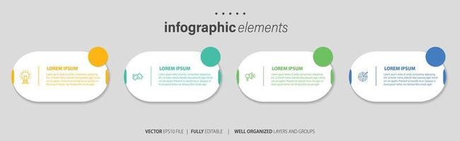 concepto de negocio modelo con 4 4 sucesivo pasos. cuatro vistoso gráfico elementos. cronograma diseño para folleto, presentación. infografía diseño diseño vector