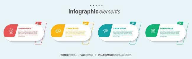 Infographic design template. Timeline concept with 4 steps. Can be used for workflow layout, diagram, banner, webdesign. Vector illustration