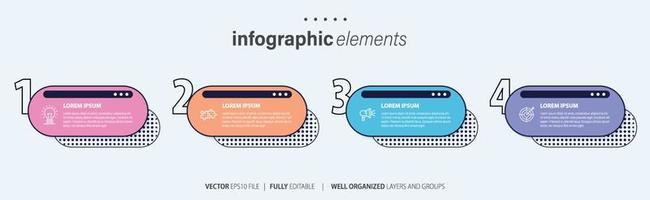 concepto de 4 4 sucesivo pasos de progresivo negocio desarrollo. sencillo infografía diseño modelo. resumen vector ilustración.