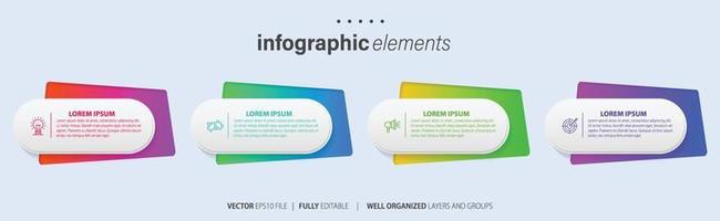 concepto de negocio modelo con 4 4 sucesivo pasos. cuatro vistoso gráfico elementos. cronograma diseño para folleto, presentación. infografía diseño diseño vector