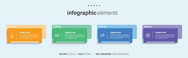 Business Infographic template design with numbers 4 options or steps. vector