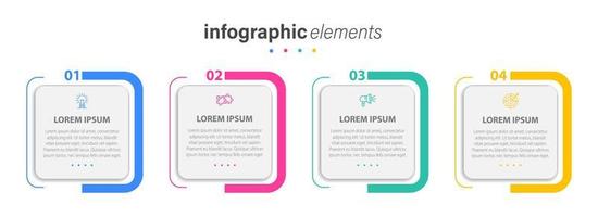 Business infographic elements template design with icons and 4 options or steps. Vector illustration.