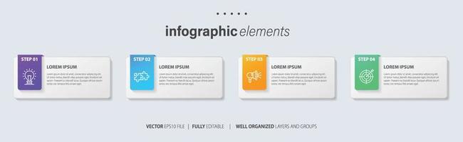 Modern infographic template with 4 steps. Business circle template with options for brochure, diagram, workflow, timeline, web design. Vector EPS 10