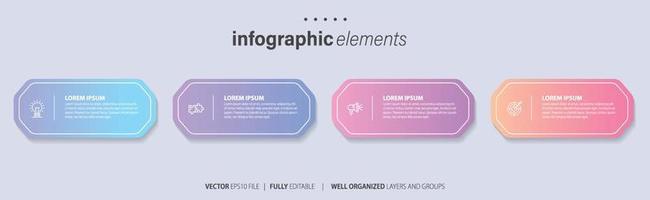 vector infografía plano modelo círculos para cuatro etiqueta, diagrama, grafico, presentación. negocio concepto con 4 4 opciones para contenido, diagrama de flujo, pasos, línea de tiempo, flujo de trabajo, marketing. eps10