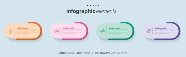 Modern infographic template with 4 steps. Business circle template with options for brochure, diagram, workflow, timeline, web design. Vector EPS 10