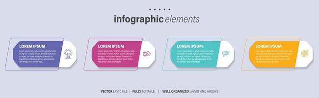 Business infographic element with 4 options, steps, number vector template design