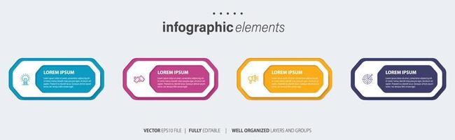 negocio infografía elemento con 4 4 opciones, pasos, número vector modelo diseño