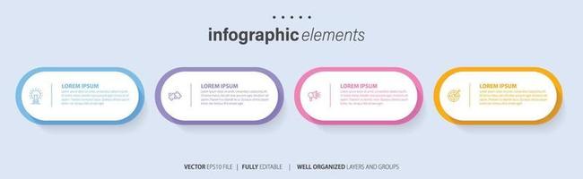 Concept of business model with 4 successive steps. Four colorful graphic elements. Timeline design for brochure, presentation. Infographic design layout vector