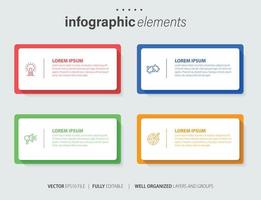 Infographic design template. Timeline concept with 4 steps. Can be used for workflow layout, diagram, banner, webdesign. Vector illustration