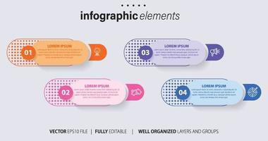 Concept of 4 successive steps of progressive business development. Simple infographic design template. Abstract vector illustration.