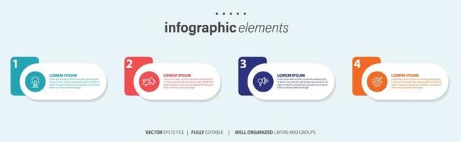 plantilla de diseño infográfico. concepto de línea de tiempo con 4 pasos. se puede utilizar para diseño de flujo de trabajo, diagrama, banner, diseño web. ilustración vectorial vector