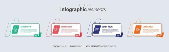 Plantilla de infografía empresarial de presentación con 4 opciones. ilustración vectorial. vector