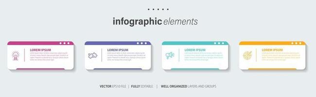 Business Infographic template design with numbers 4 options or steps. vector