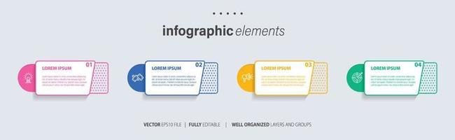 Business Infographic template design with numbers 4 options or steps. vector