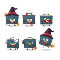 Halloween expression emoticons with cartoon character of briefcase vector